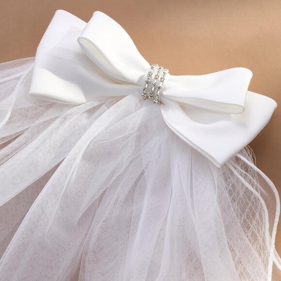 🆕Women Hair Bow Veil  Bow Clip Bachelorette Accessories Bride Shower Gift - Picture 4 of 8